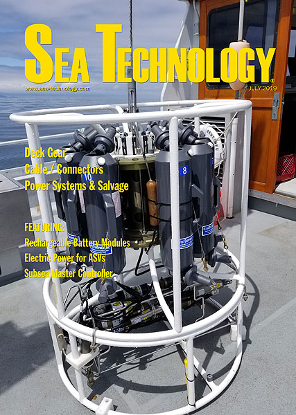 Cover of the July 2019 issue of Sea Technology magazine